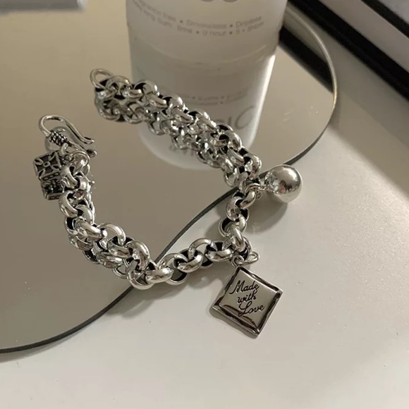 NEW 925 STERLING SILVER ENGLISH SQUARE BRACELET, NICE BRACELET, CUTE BRACELET - Picture 3 of 5